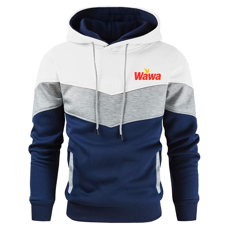 Men's Wawa Gas Station  Gesean  Novelty Color Block Pullover Fleece Hoodie Long Sleeve Casual